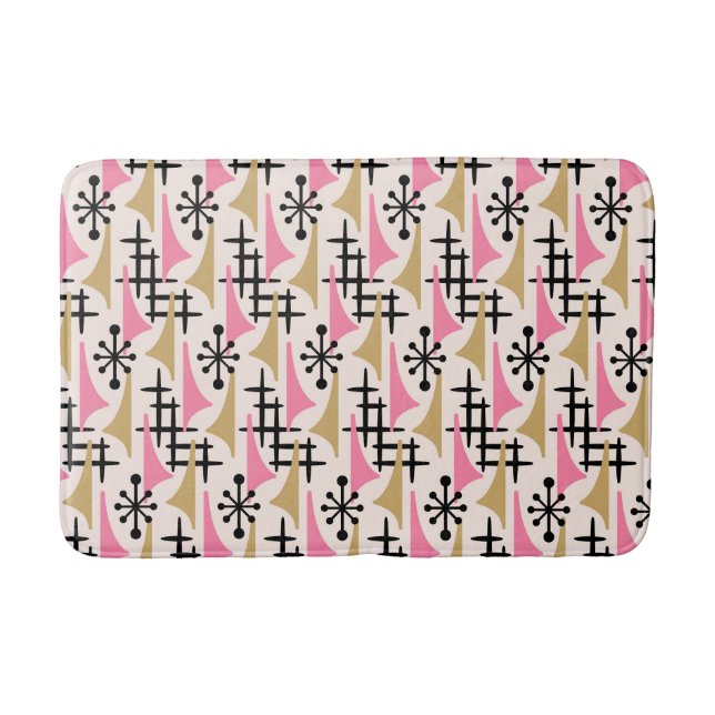 Mid Century Modern Atomic Age Pattern Bath Mat (Front)