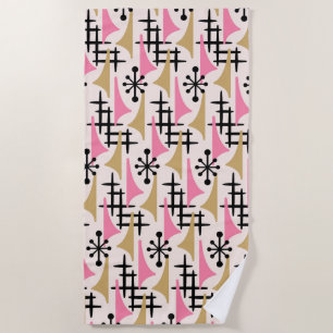 Mid Century Modern Atomic Age Pattern Beach Towel
