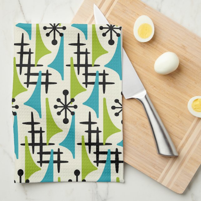 Mid-Century Modern Atomic Age Pattern Kitchen Towel (Quarter Fold)