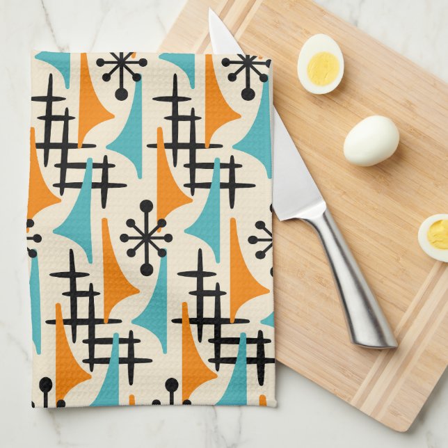 Mid-Century Modern Atomic Age Pattern Kitchen Towel (Quarter Fold)