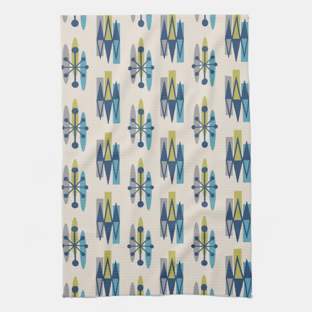 Mid Century Modern Atomic Age Pattern Kitchen Towel (Vertical)