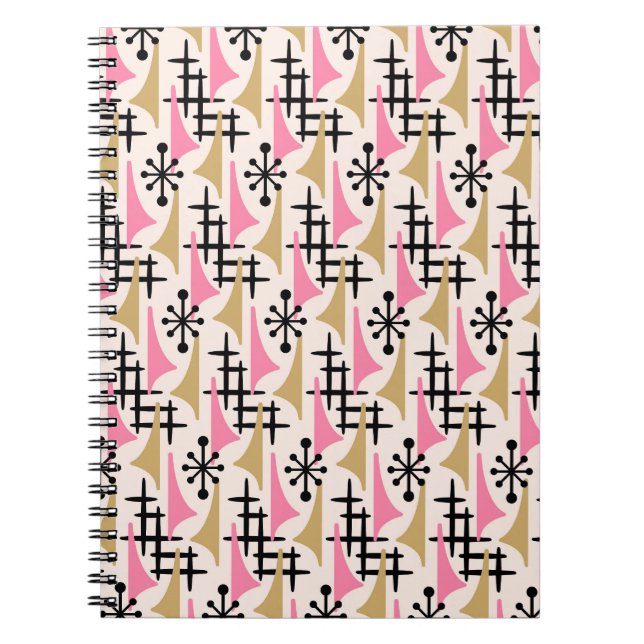 Mid Century Modern Atomic Age Pattern Notebook (Front)