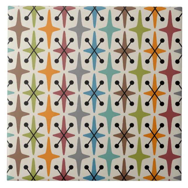Mid Century Modern Atomic Age Pattern Tile (Front)