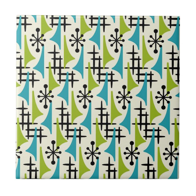 Mid Century Modern Atomic Age Pattern Tile (Front)