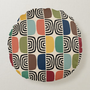 Mid Century Modern Atomic Age Round Pillow