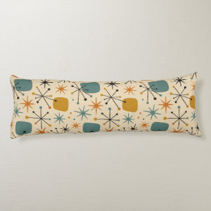 Mid Century Modern Atomic Age Starburst Pattern Body Pillow