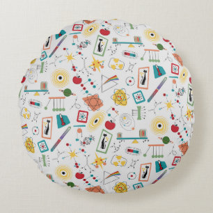 Mid Century Modern Atomic Age STEM Physics Scatter Round Pillow
