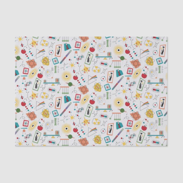 Mid Century Modern Atomic Age STEM Physics Scatter Tissue Paper (Front)