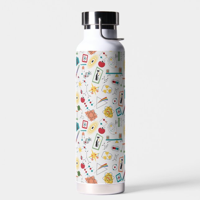 Mid Century Modern Atomic Age STEM Physics Scatter Water Bottle (Left)