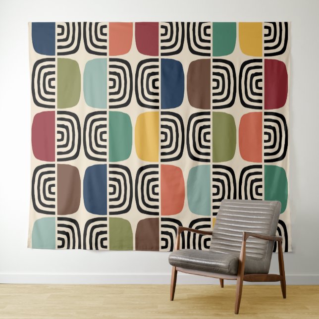 Mid Century Modern Atomic Age Tapestry (In Situ (Horizontal))