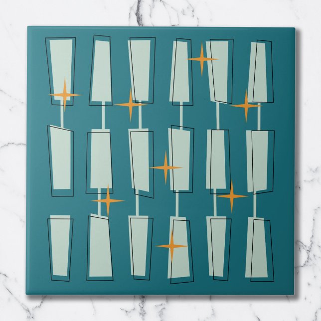 Mid Century Modern Atomic Blocks Teal, Aqua Tile (Creator Uploaded)
