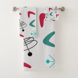 Mid-Century Modern Atomic Boomerangs Bath Towel Set