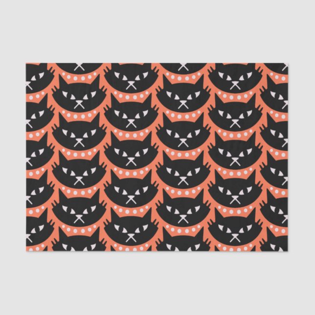 Mid Century Modern Atomic Cat Pattern Tissue Paper (Front)