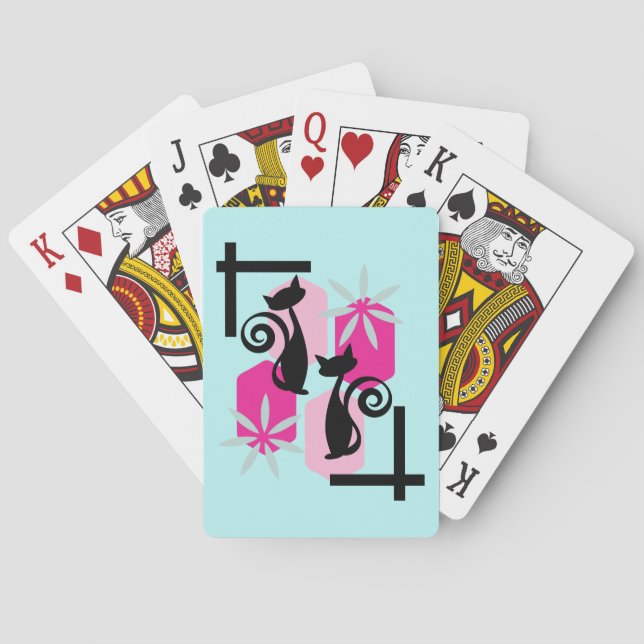 Mid Century Modern Atomic Cat  Playing Cards (Back)