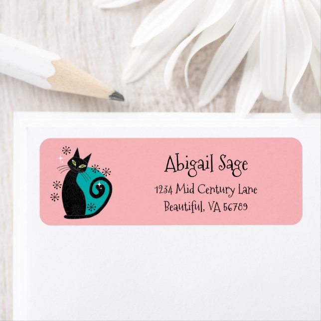 Mid Century Modern Atomic Cat Retro Address (Insitu)