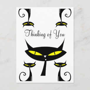 Mid Century Modern Atomic Cat Thinking of You Postcard