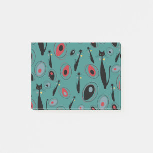 Mid-Century Modern Atomic Cats Pattern 1.3 Post-it Notes