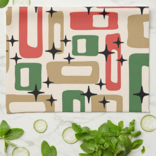Mid Century Modern Atomic Christmas Kitchen Towel