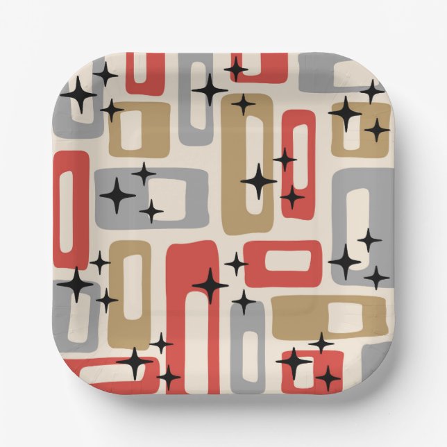 Mid Century Modern Atomic Christmas Paper Plate (Front)