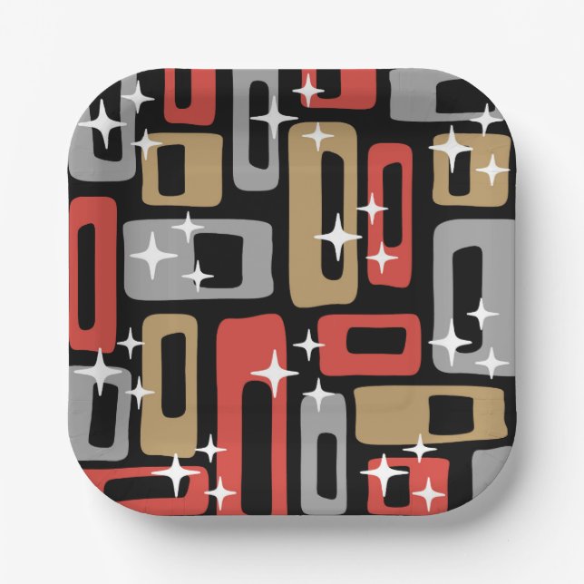 Mid Century Modern Atomic Christmas Paper Plate (Front)