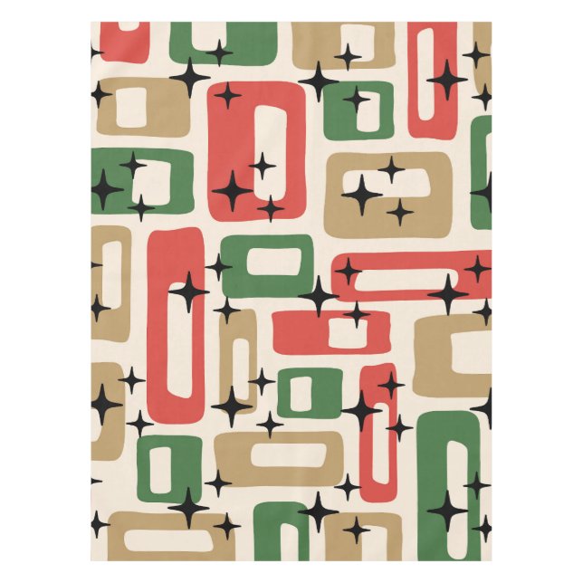 Mid Century Modern Atomic Christmas Tablecloth (Front)