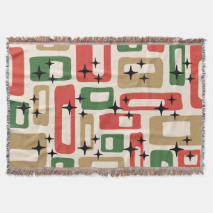 Mid Century Modern Atomic Christmas Throw Blanket