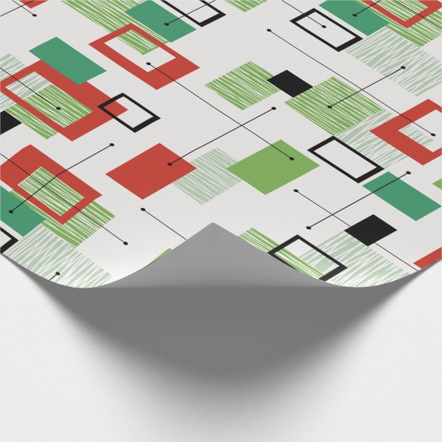 Mid-Century Modern Atomic Christmas Wrapping Paper (Corner)