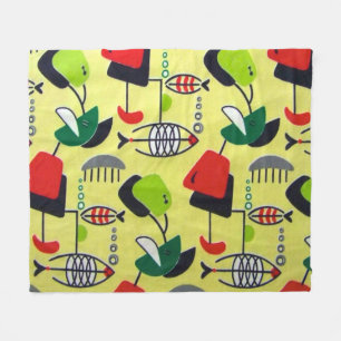 Mid Century Modern Atomic Design Fleece Blanket