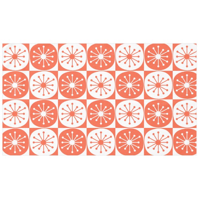 Mid Century Modern Atomic Dots Chequered Orange Tablecloth (Front (Horizontal))