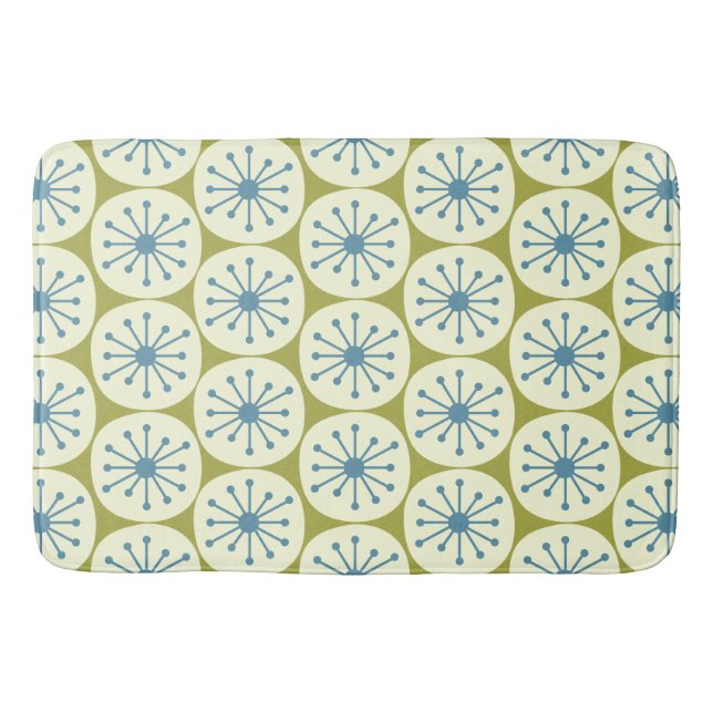 Mid Century Modern Atomic Dots Retro Pattern Bath Mat (Front)