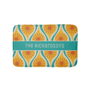 Mid Century Modern Atomic Drops Retro Personalized Bath Mat