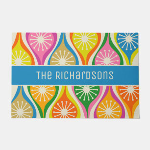 Mid Century Modern Atomic Drops Retro Personalized Doormat