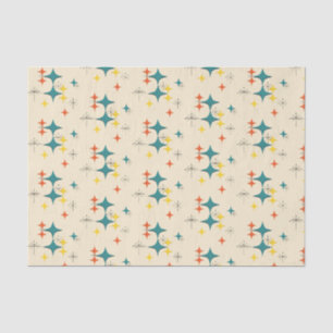 Mid Century Modern Atomic Era Starbursts Turquois  Tissue Paper