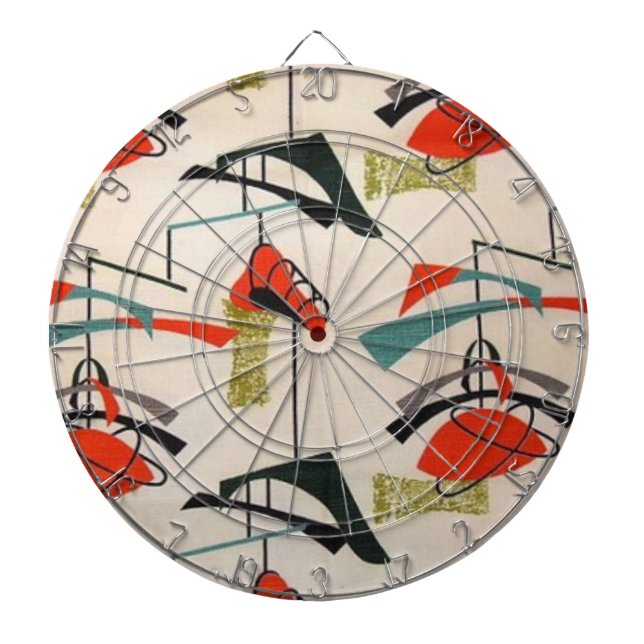 Mid Century Modern Atomic Fabric Dart Board (Front)
