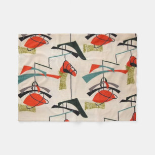 Mid Century Modern Atomic Fabric Fleece Blanket