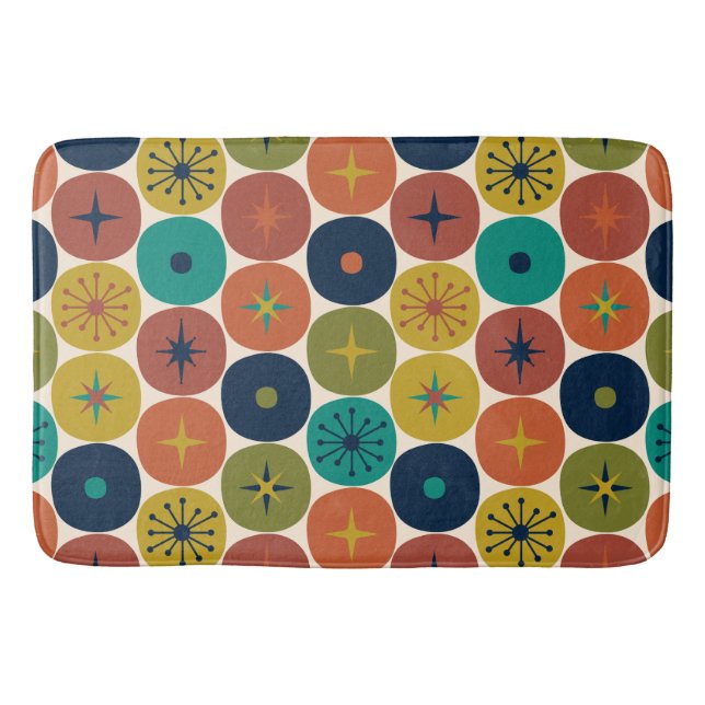 Mid Century Modern Atomic Future Retro Pattern Bath Mat (Front)