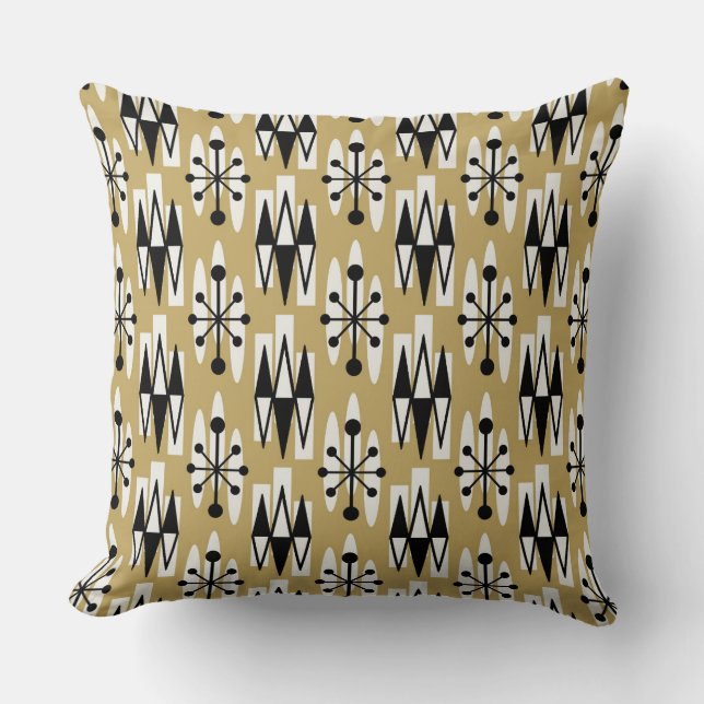 Mid Century Modern Atomic Holliday Pattern Throw Pillow (Front)