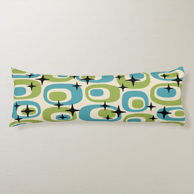 Mid Century Modern Atomic Pattern Body Pillow (Front)