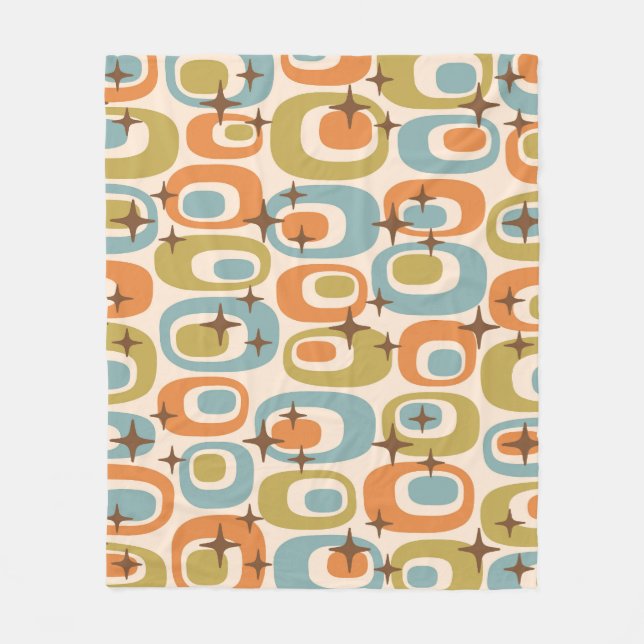 Mid Century Modern Atomic Pattern Fleece Blanket (Front)