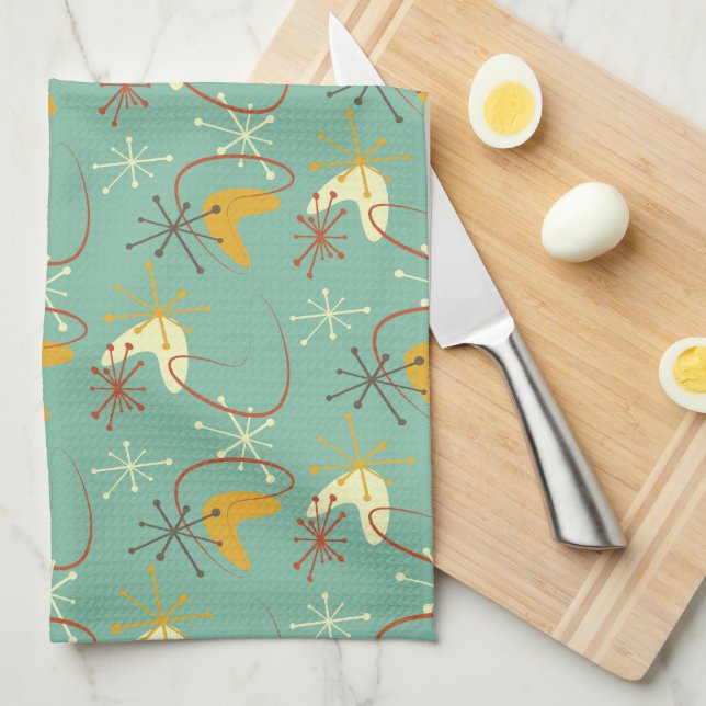Mid Century Modern Atomic Pattern Kitchen Towel (Quarter Fold)