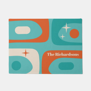 Mid-Century Modern Atomic Piquet Personalized Doormat