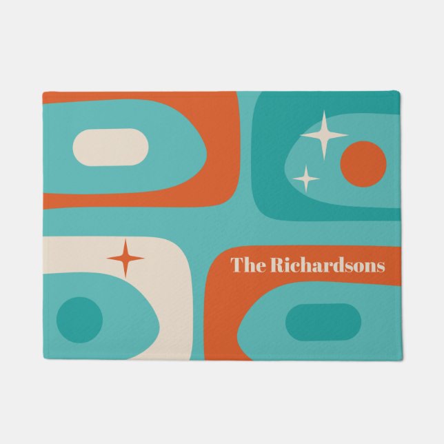 Mid-Century Modern Atomic Piquet Personalized Doormat (Front)