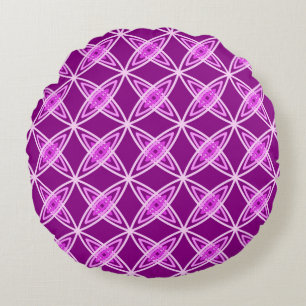 Mid Century Modern Atomic Print - Amethyst Purple Round Pillow