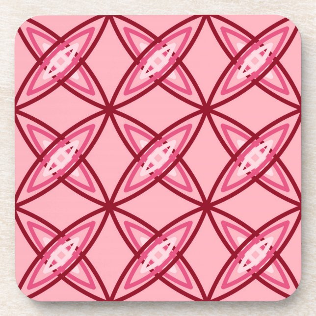 Mid Century Modern Atomic Print - Ballet Pink Coaster (Front)