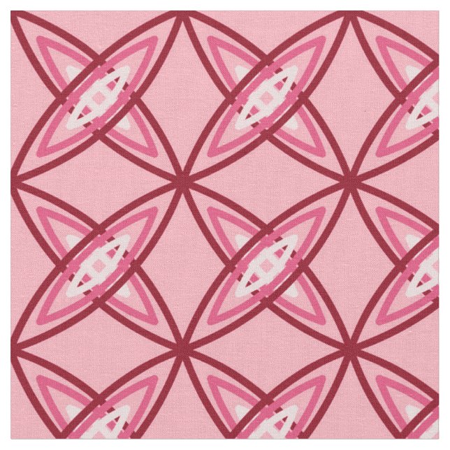 Mid Century Modern Atomic Print - Ballet Pink Fabric (Close Up)