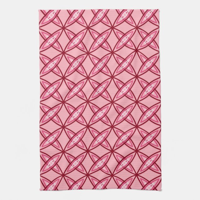 Mid Century Modern Atomic Print - Ballet Pink Kitchen Towel (Vertical)