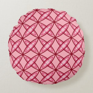 Mid Century Modern Atomic Print - Ballet Pink Round Pillow