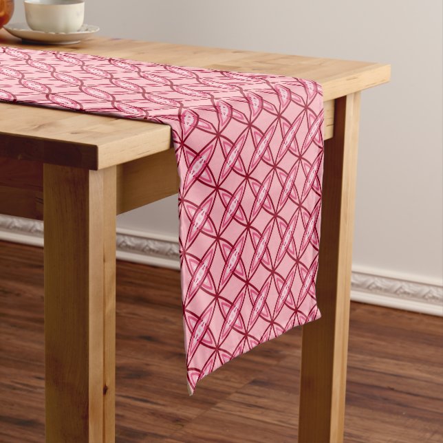 Mid Century Modern Atomic Print - Ballet Pink Short Table Runner (In Situ)