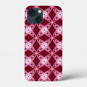 Mid Century Modern Atomic Print - Burgundy Wine iPhone 13 Mini Case