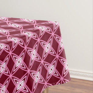 Mid Century Modern Atomic Print - Burgundy Wine Tablecloth